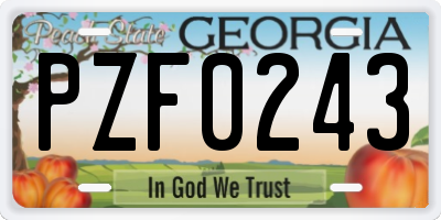 GA license plate PZF0243