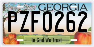 GA license plate PZF0262