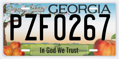 GA license plate PZF0267