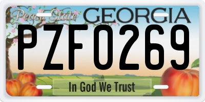 GA license plate PZF0269