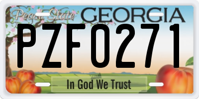 GA license plate PZF0271