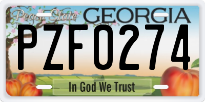 GA license plate PZF0274