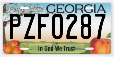 GA license plate PZF0287