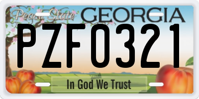 GA license plate PZF0321