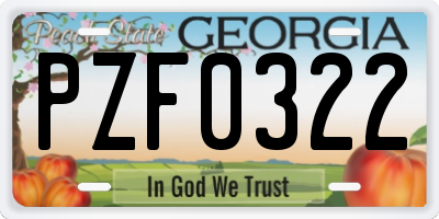 GA license plate PZF0322