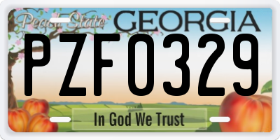 GA license plate PZF0329