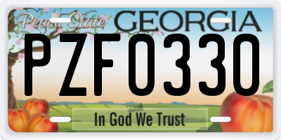 GA license plate PZF0330