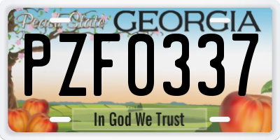 GA license plate PZF0337