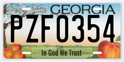 GA license plate PZF0354