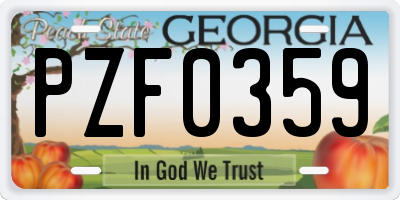 GA license plate PZF0359