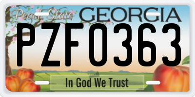 GA license plate PZF0363