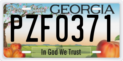 GA license plate PZF0371