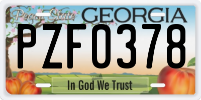 GA license plate PZF0378