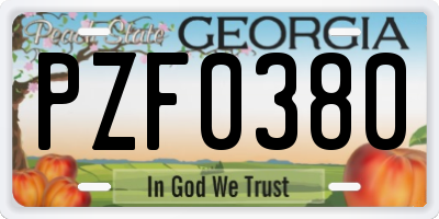 GA license plate PZF0380