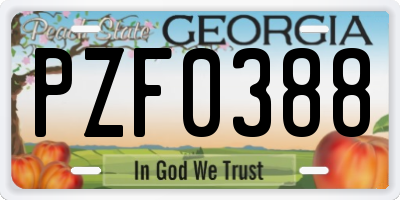 GA license plate PZF0388