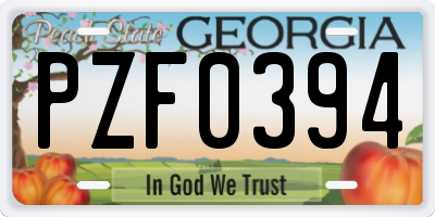 GA license plate PZF0394