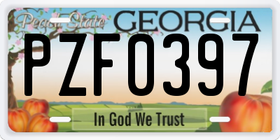 GA license plate PZF0397