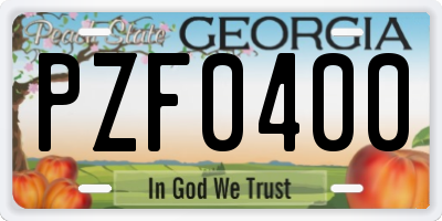 GA license plate PZF0400