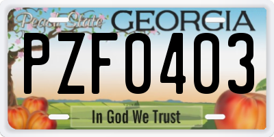 GA license plate PZF0403