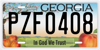 GA license plate PZF0408