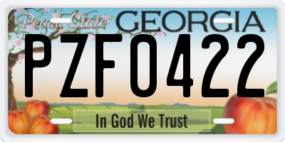 GA license plate PZF0422