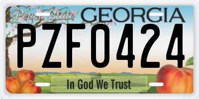 GA license plate PZF0424