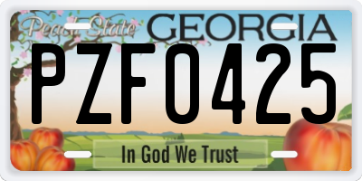 GA license plate PZF0425