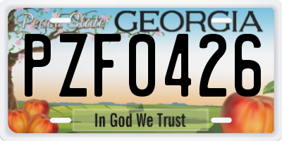 GA license plate PZF0426