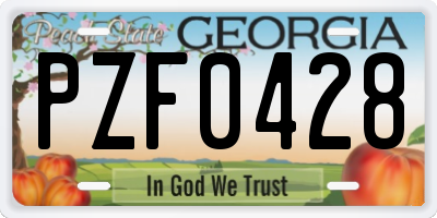 GA license plate PZF0428
