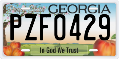GA license plate PZF0429