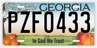 GA license plate PZF0433