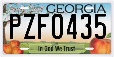 GA license plate PZF0435