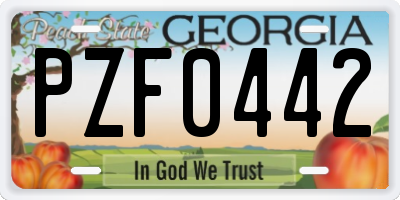GA license plate PZF0442