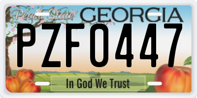 GA license plate PZF0447