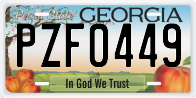 GA license plate PZF0449