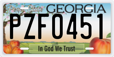 GA license plate PZF0451