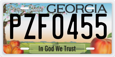 GA license plate PZF0455