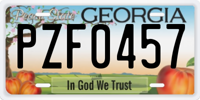 GA license plate PZF0457