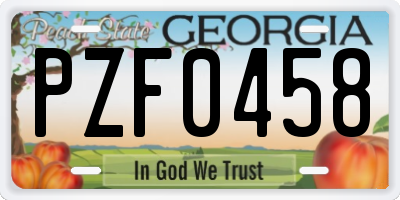 GA license plate PZF0458