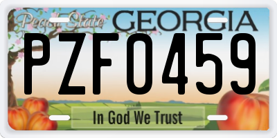 GA license plate PZF0459