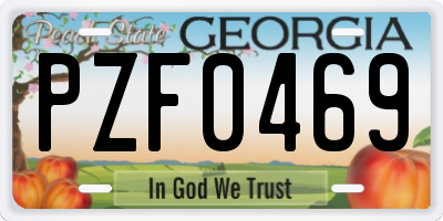 GA license plate PZF0469