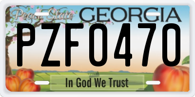 GA license plate PZF0470