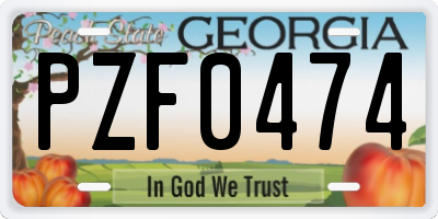 GA license plate PZF0474