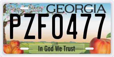 GA license plate PZF0477