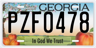 GA license plate PZF0478
