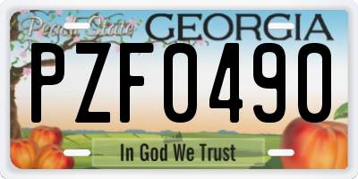 GA license plate PZF0490