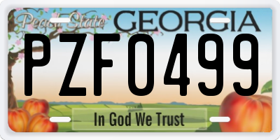 GA license plate PZF0499