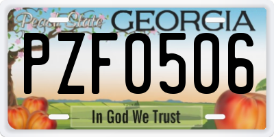 GA license plate PZF0506