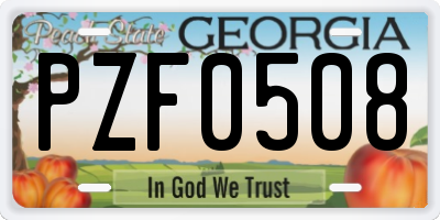 GA license plate PZF0508