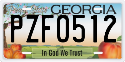 GA license plate PZF0512